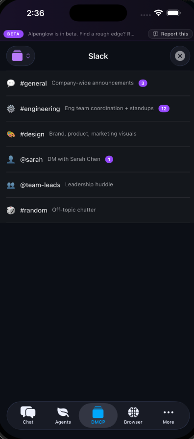 Slack module on iPhone